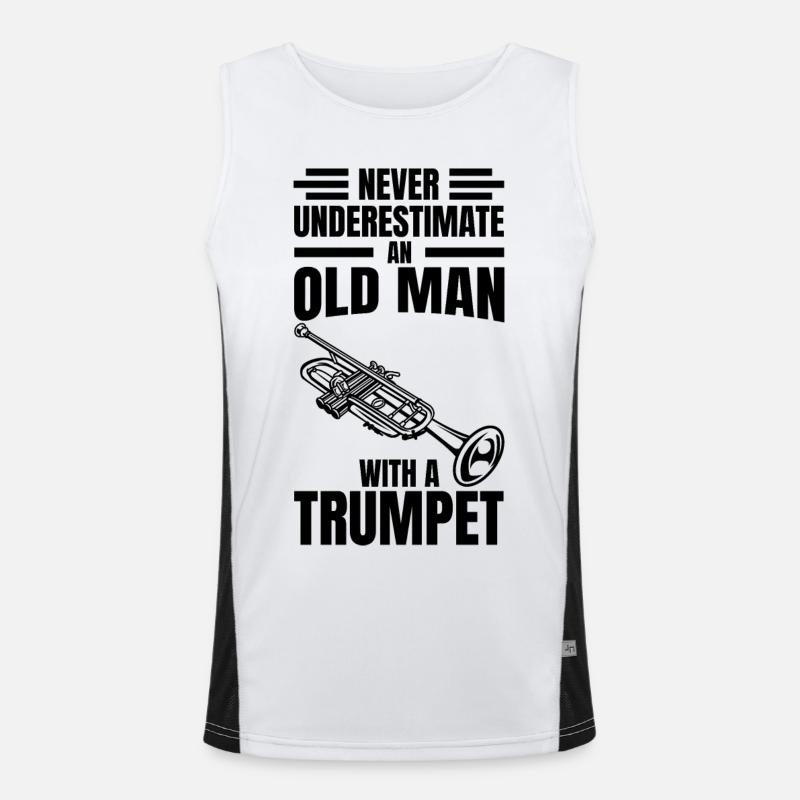Never underestimate an old trumpeter - Men's Functional Contrast Tank Top - white/black
