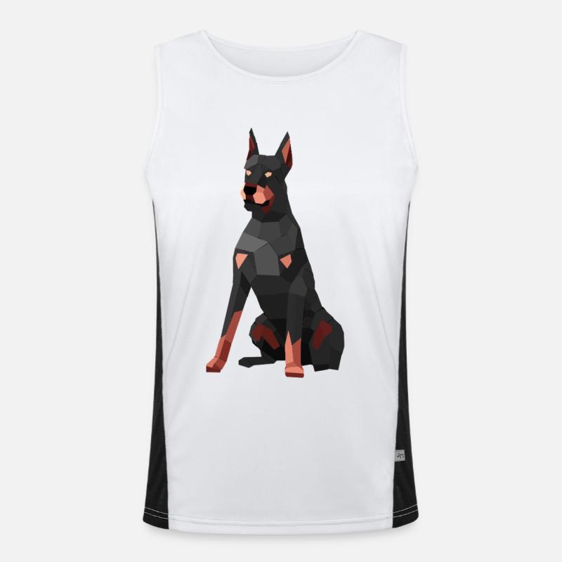 Moderner Dobermann – Low-Poly-Kunst Funktionelles Kontrast-Tank Top für Männer 