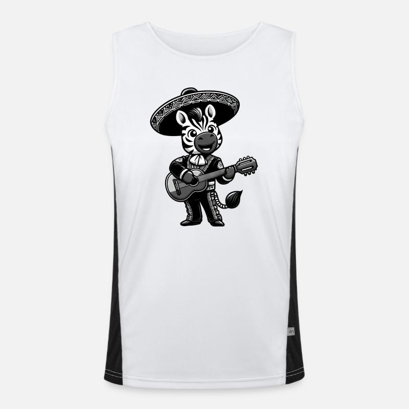 Cinco de Mayo Zebra: Mariachi in black and white Men's Functional Contrast Tank Top 