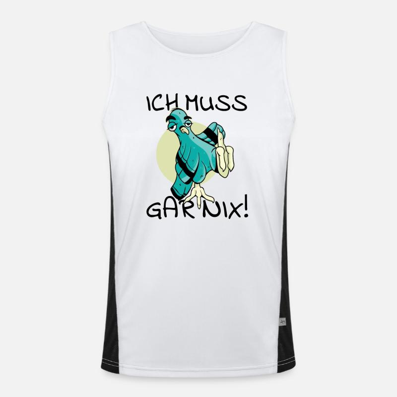 Vogel Vogelfutter Ich muss gar nix cooler Spruch Funktionelles Kontrast-Tank Top für Männer 