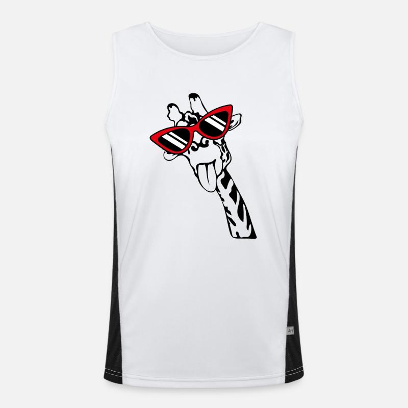 Giraffe mit Brille Funktionelles Kontrast-Tank Top für Männer 