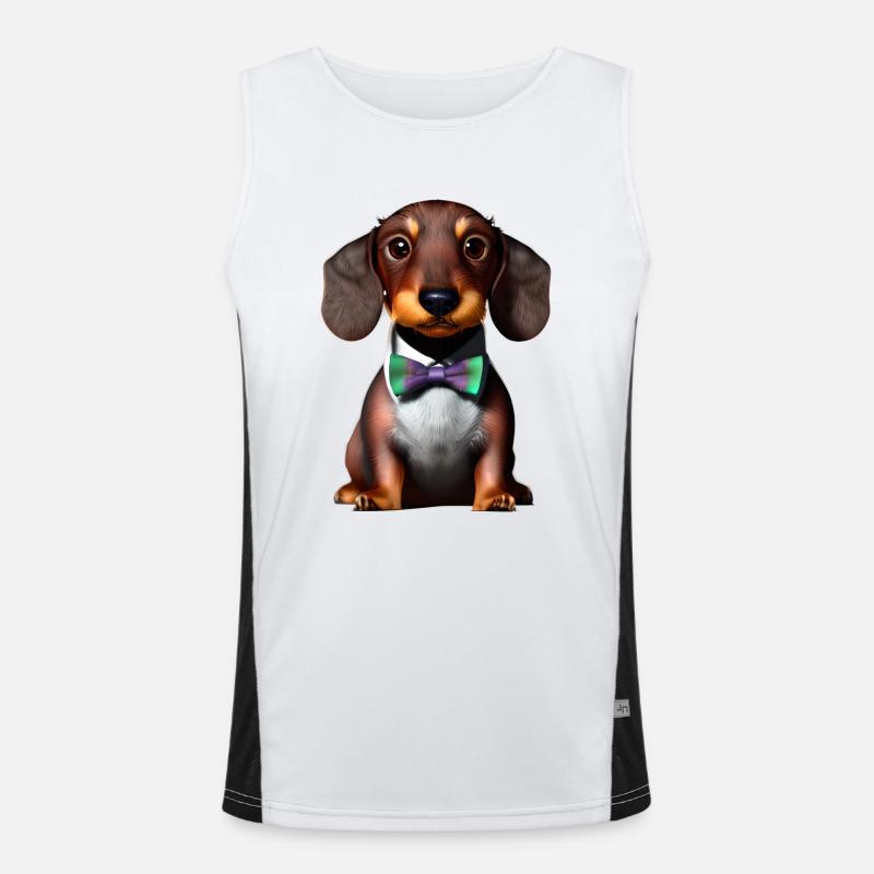 Dachshund Hunde mit Anzug Dackelwelpe Hund Funktionelles Kontrast-Tank Top für Männer 
