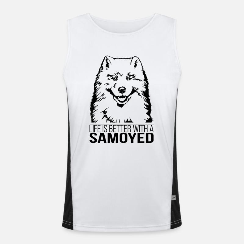 Samoyed life is better Dog Dogs Wilsigns Men's Functional Contrast Tank Top 
