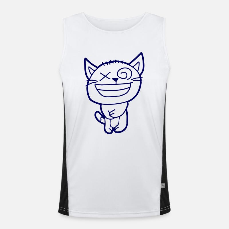 Insane Cat Squints Funny Crazy Grimace Men's Functional Contrast Tank Top 