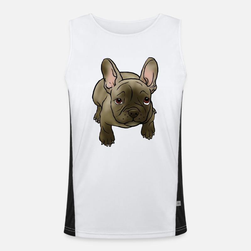 Chiot bouledogue français dans le style BD Débardeur respirant contrasté Homme 