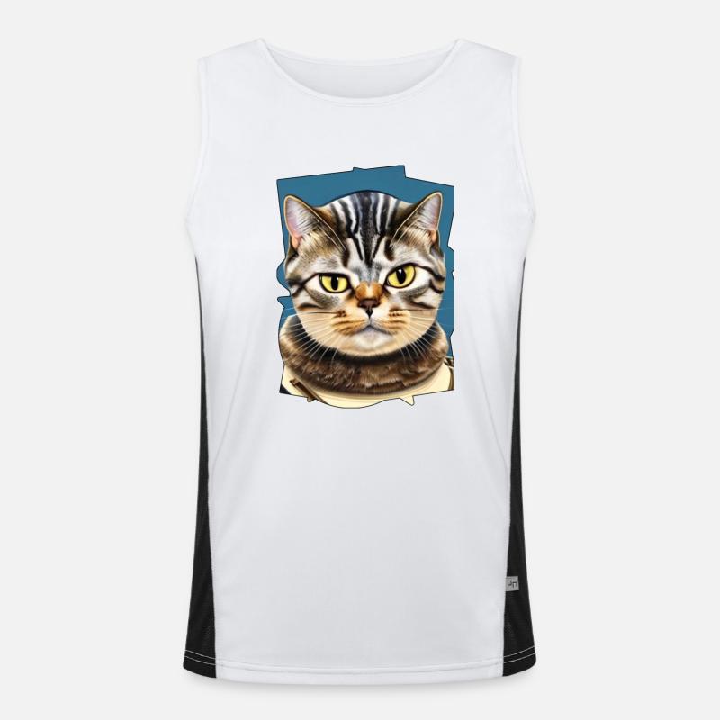 Cat face 10 Men's Functional Contrast Tank Top 