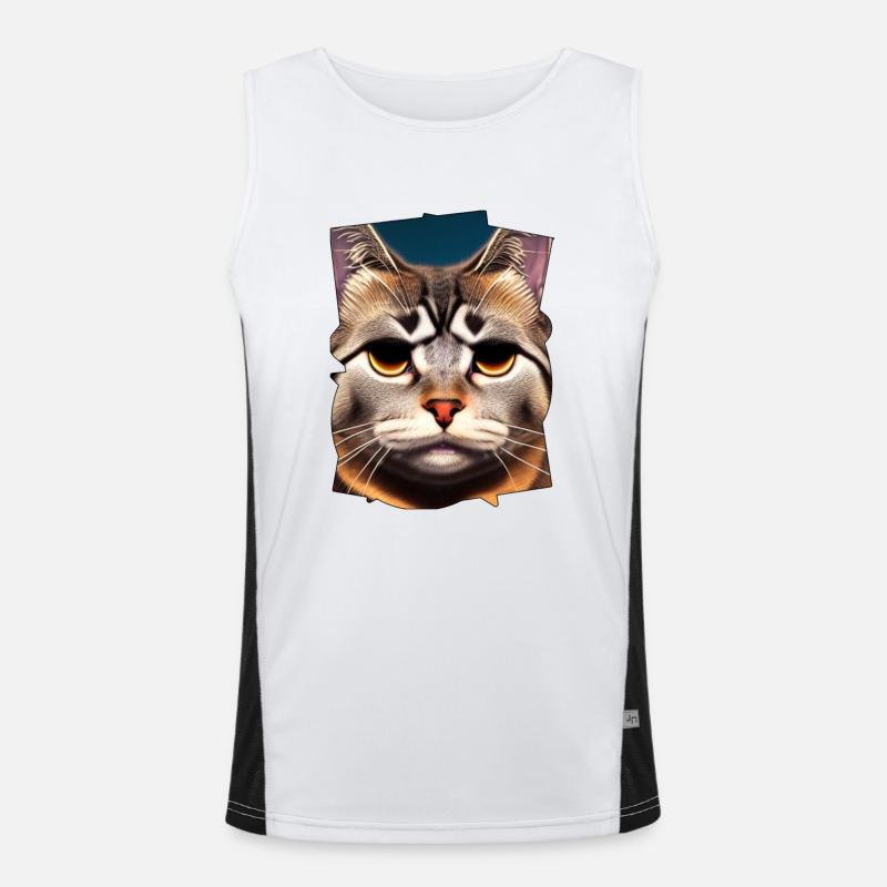 Cat face Men's Functional Contrast Tank Top 