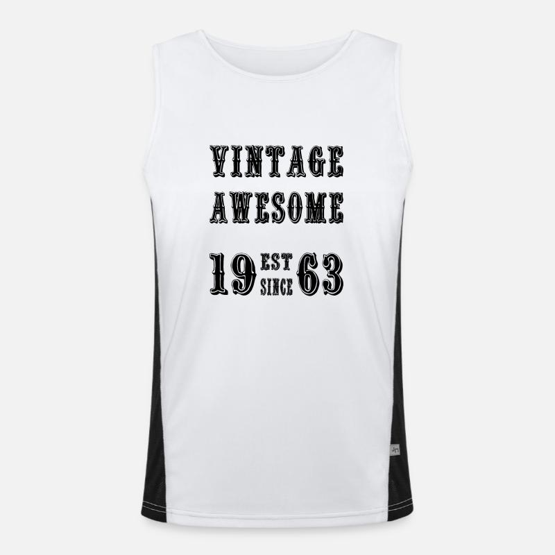 Vintage Awesome EST SINCE 1963 Birthday Men's Functional Contrast Tank Top 
