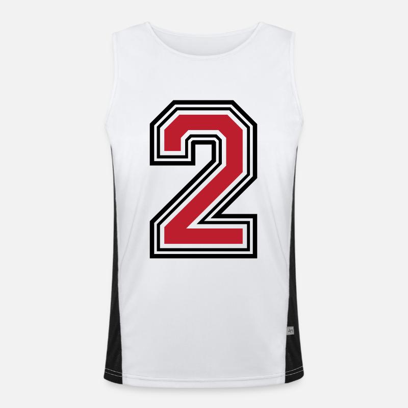 2 Zahl symbol Funktionelles Kontrast-Tank Top für Männer 