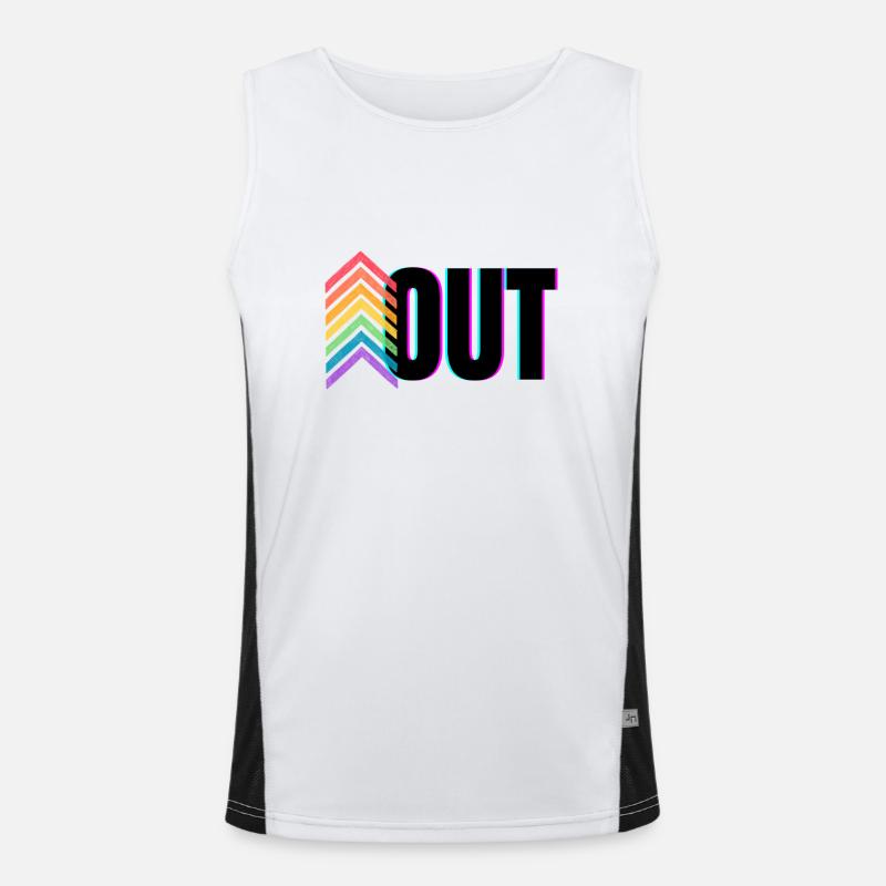 Pride Rainbow Logo Out Men's Functional Contrast Tank Top 