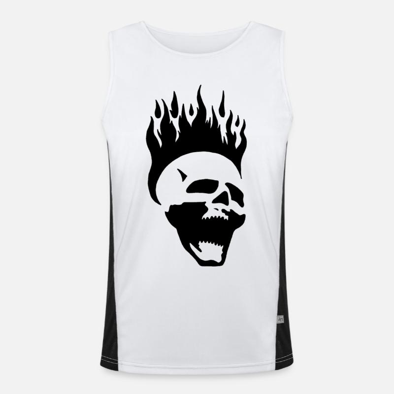 Flammender schreiender Schädel (schwarz) Funktionelles Kontrast-Tank Top für Männer 