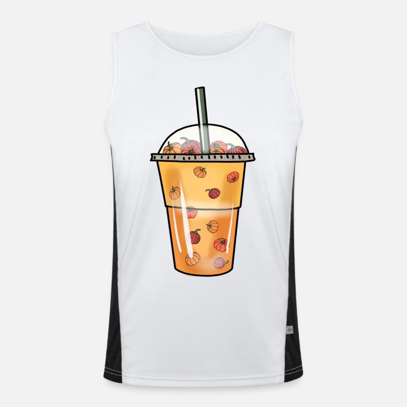 Bubble Tea Boba Boules de citrouille Halloween Mug Débardeur respirant contrasté Homme 