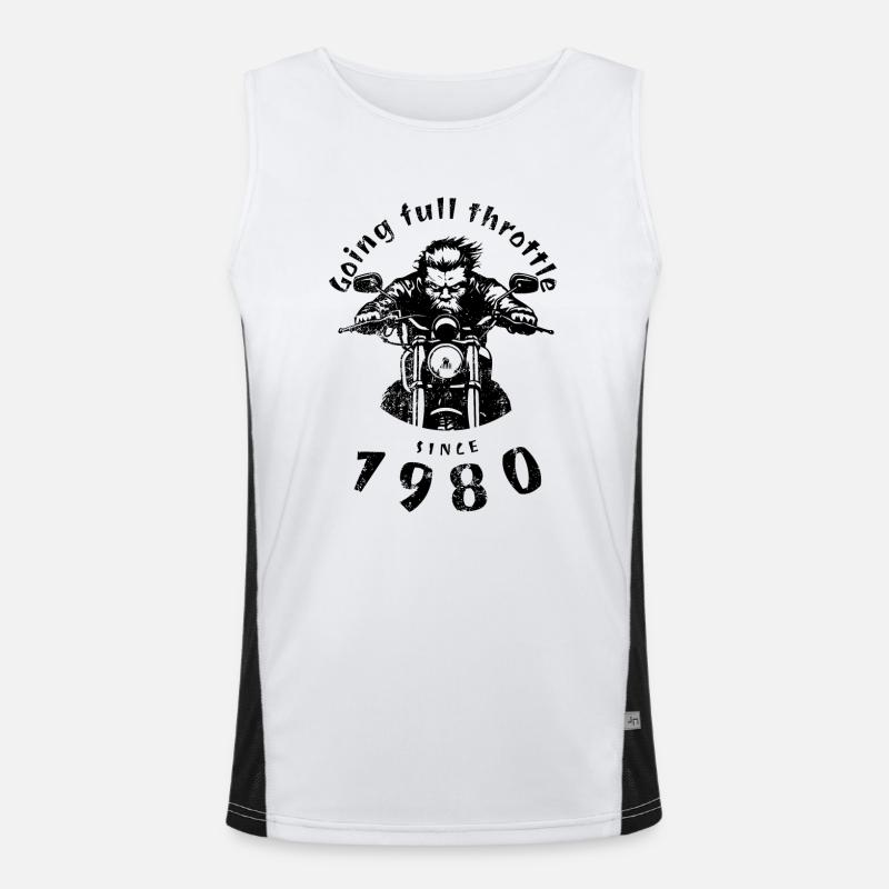 44. Birthday Going full throttle since 1980 Men's Functional Contrast Tank Top 