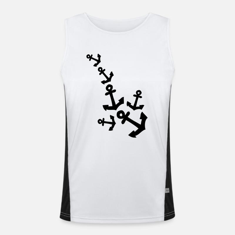 Anchor pattern line - Men's Functional Contrast Tank Top  - white/black