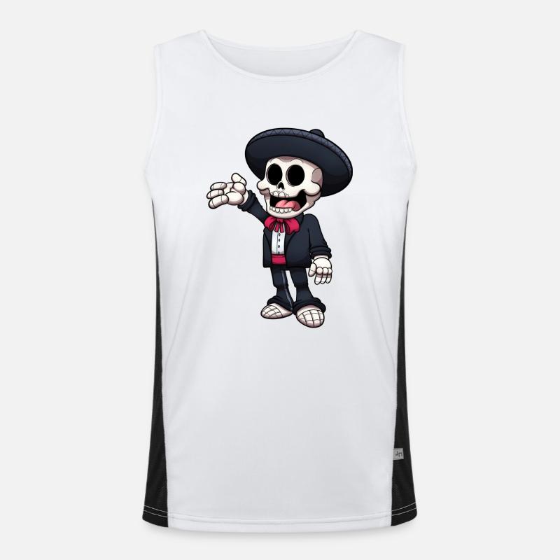 Mariachi Skeleton Kid Men's Functional Contrast Tank Top 