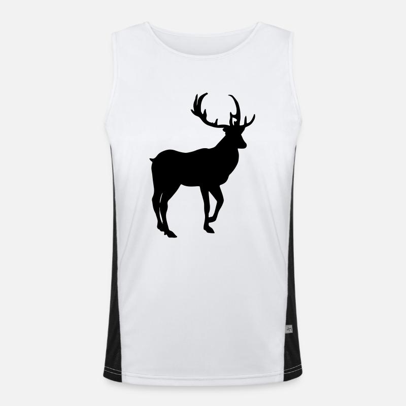 Hirsch Silhouette Vektor Geschenkidee Funktionelles Kontrast-Tank Top für Männer 