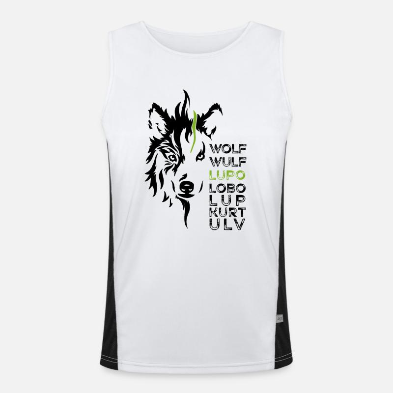 GOWILD Wolf - design allover - noir-vert Débardeur respirant contrasté Homme 