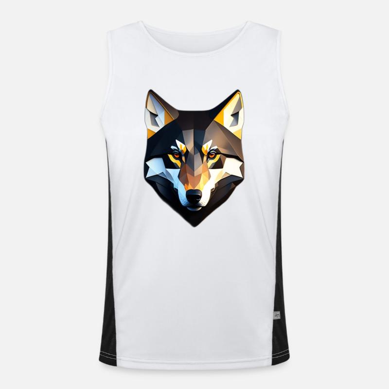 Conception de visage à faible Poly Wolf Débardeur respirant contrasté Homme 