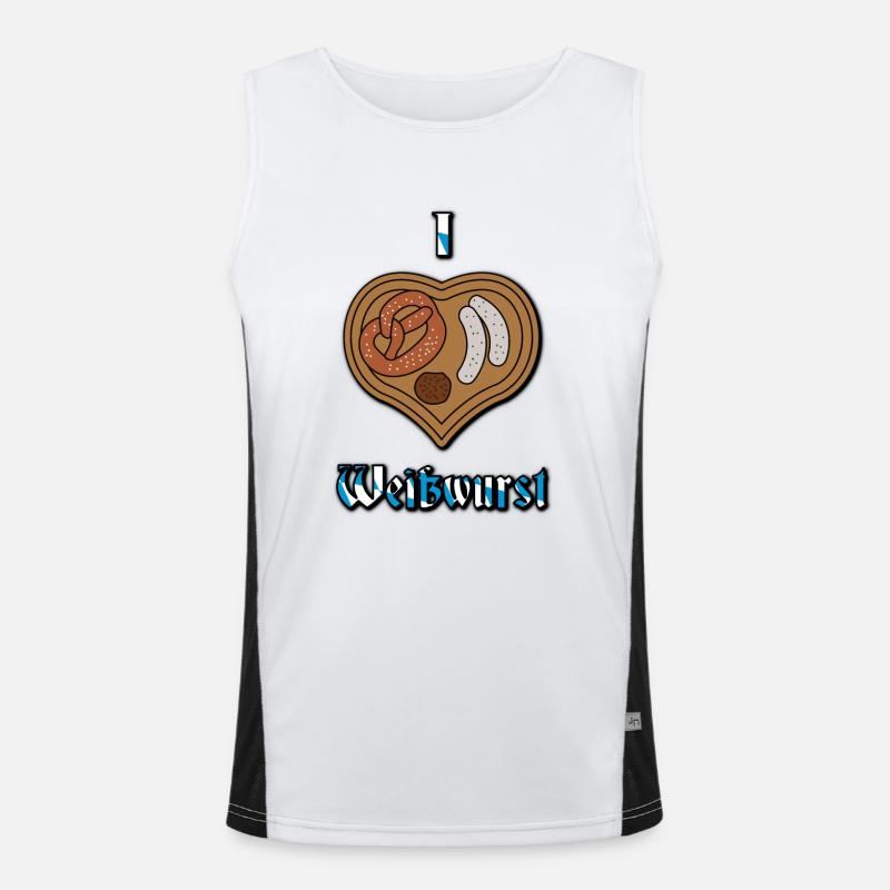 I Love Weißwurst V2 Funktionelles Kontrast-Tank Top für Männer 