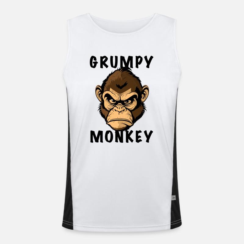 GRUMPY MONKEY - Men's Functional Contrast Tank Top  - white/black