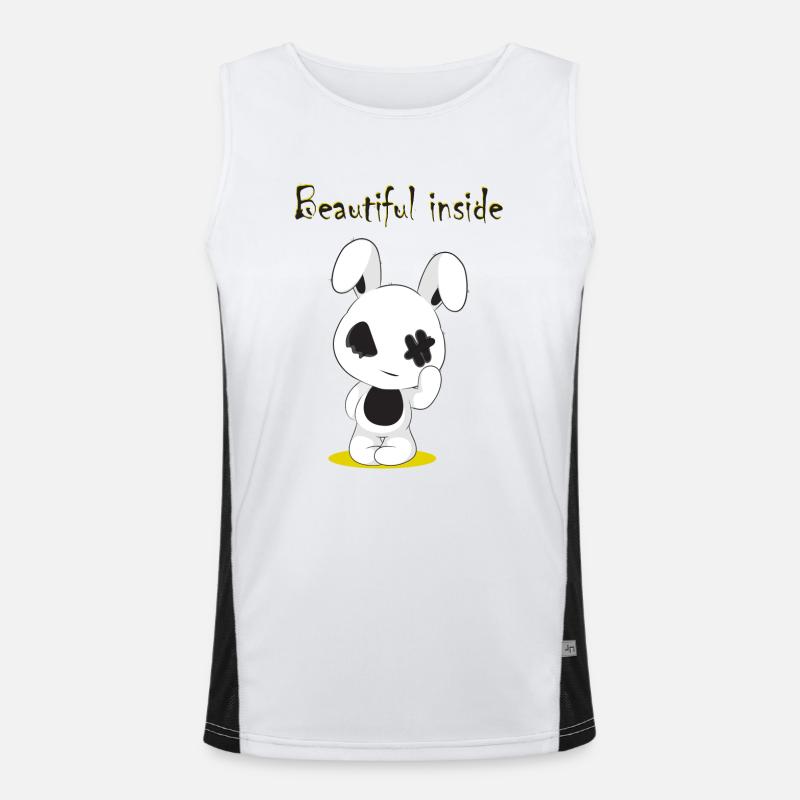 Beautiful inside Spruch mit ramponierten Hasen Funktionelles Kontrast-Tank Top für Männer 