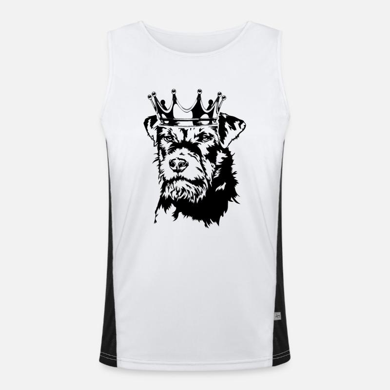Deutscher Jagdterrier Krone Hund Hunde Wilsigns Funktionelles Kontrast-Tank Top für Männer 