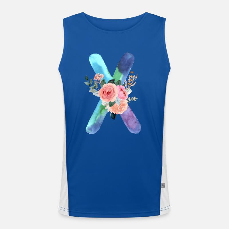 Buchstabe x Aquarell Funktionelles Kontrast-Tank Top für Männer 