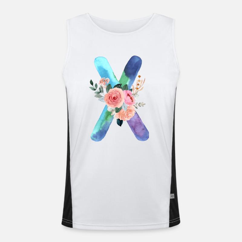 Buchstabe x Aquarell Funktionelles Kontrast-Tank Top für Männer 