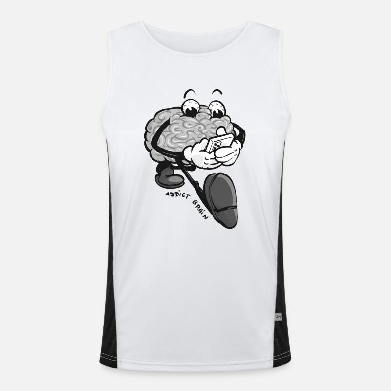 Brain Addict - grey version - Men's Functional Contrast Tank Top  - white/black