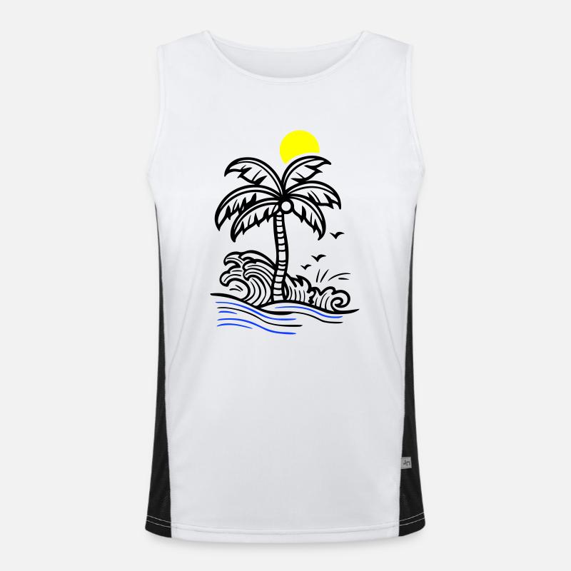 Palm Tree Holidays Plage Été Débardeur respirant contrasté Homme 