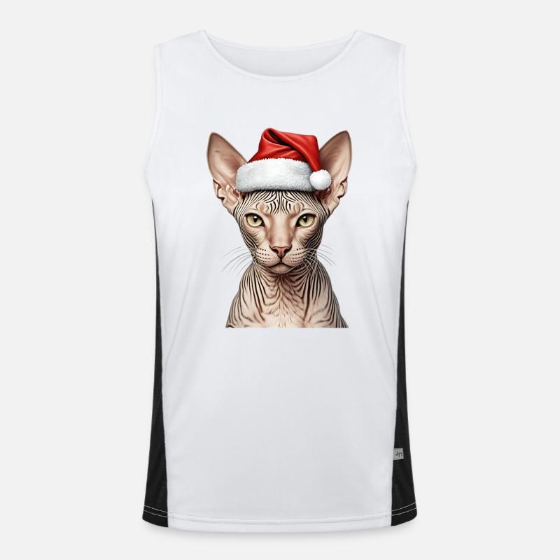 Weihnachts-Sphynx-Katze Funktionelles Kontrast-Tank Top für Männer 