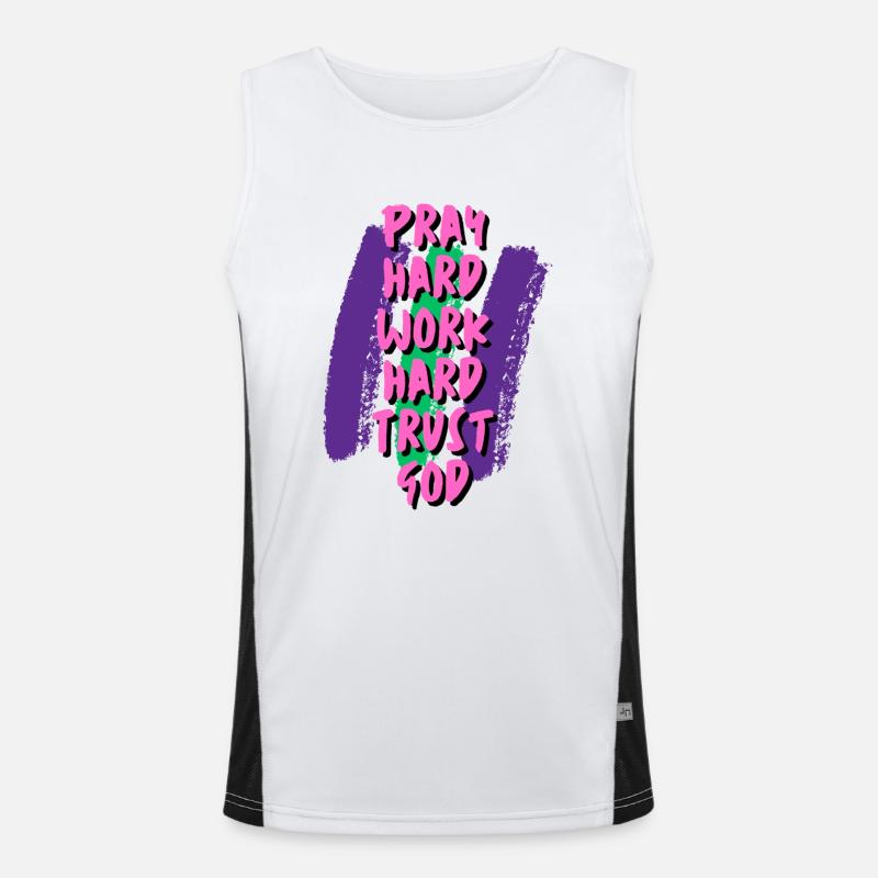 Pray Work Trust GOD Funktionelles Kontrast-Tank Top für Männer 