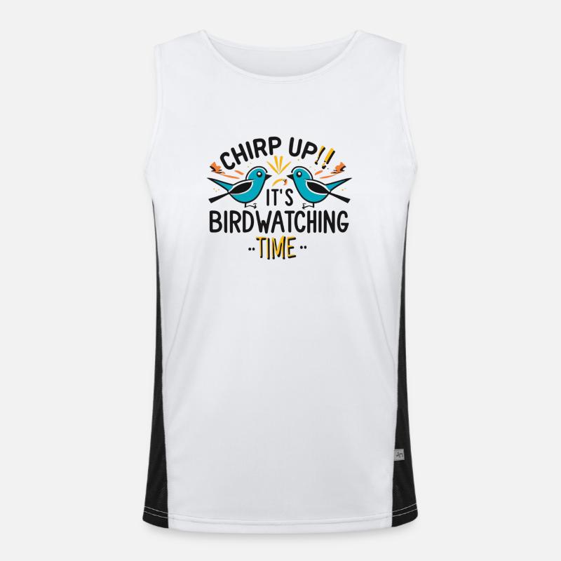 "Chirping, it's bird watching time" Men's Functional Contrast Tank Top 