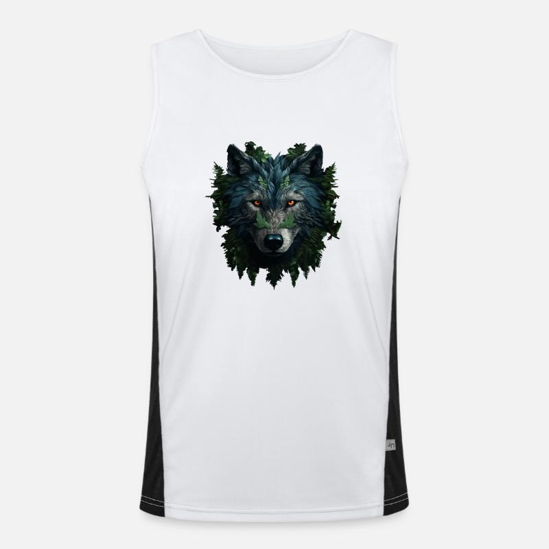 Wolf in the forest Men's Functional Contrast Tank Top 