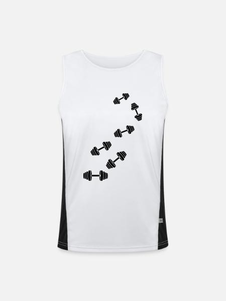 Hantel gewichte icon - Funktionelles Kontrast-Tank Top für Männer  - Weiß/Schwarz