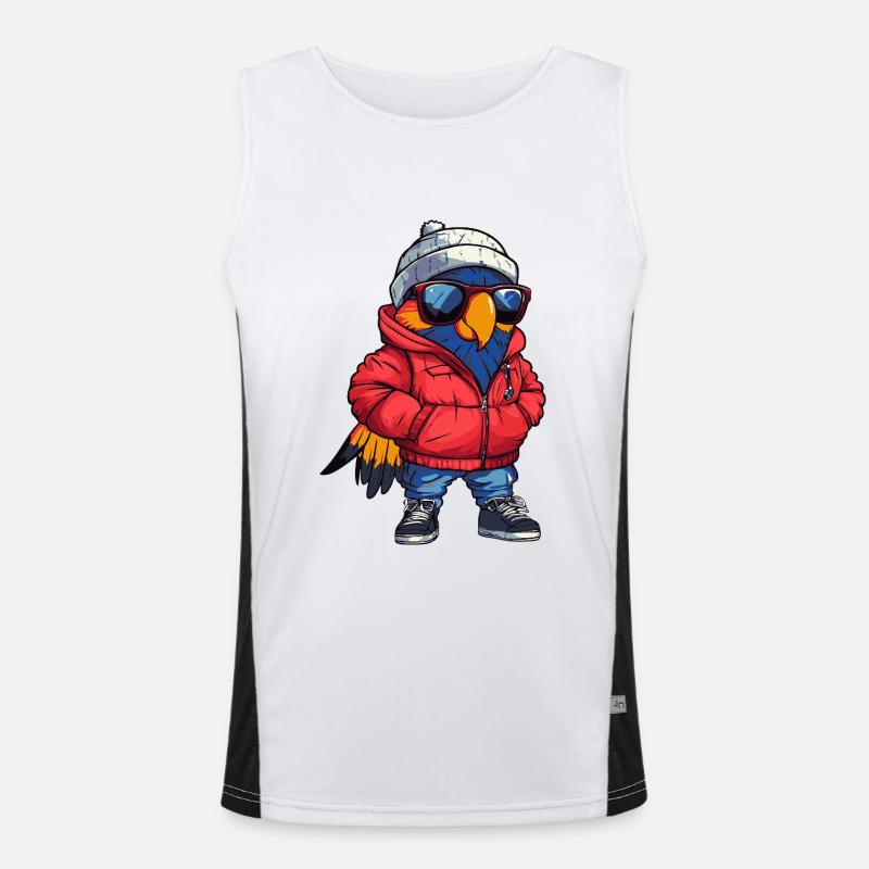 Papagai Cool Comic - Men's Functional Contrast Tank Top  - white/black