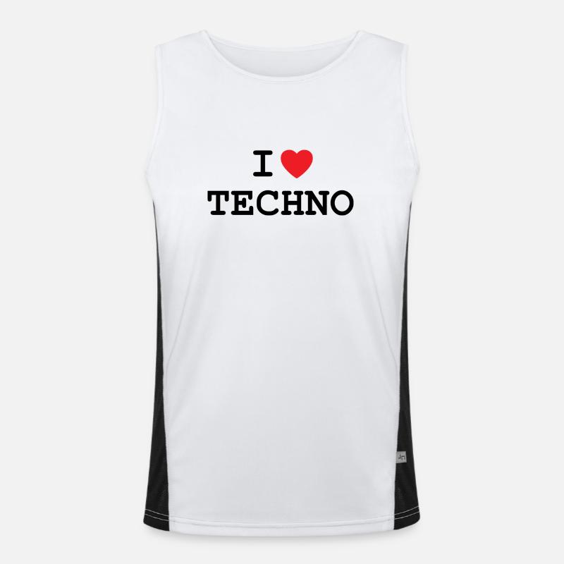 I love techno Men's Functional Contrast Tank Top 