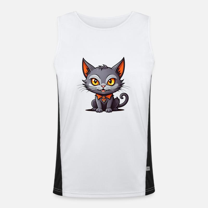 Chat vampire noir Débardeur respirant contrasté Homme 