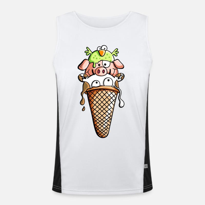 Bauernhoftier Eiscreme - Tiere - Eis - Kinder -Fun Funktionelles Kontrast-Tank Top für Männer 