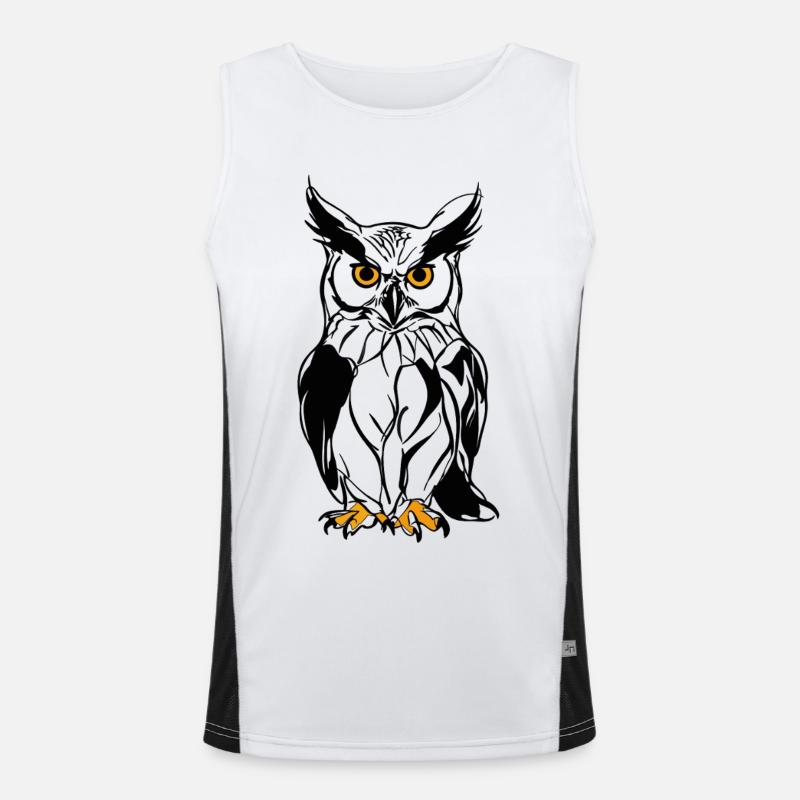Nacht-Eule Silhouette mit Goldaugen Funktionelles Kontrast-Tank Top für Männer 