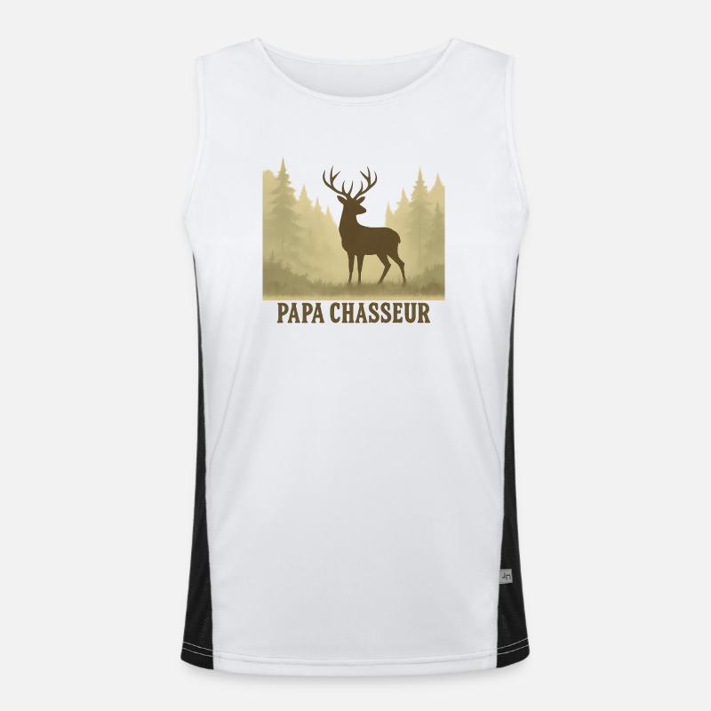 Papa Chasseur Silhouette Cerf Forest Débardeur respirant contrasté Homme 