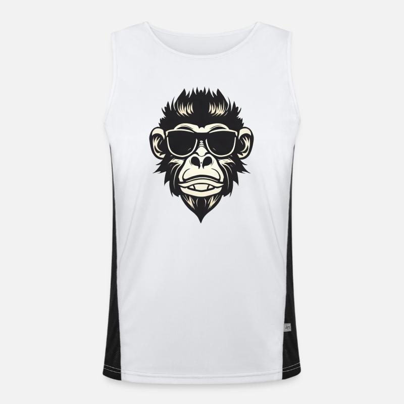 Cooler Affe mit Sonnenbrille - Rock and Roll Funktionelles Kontrast-Tank Top für Männer 