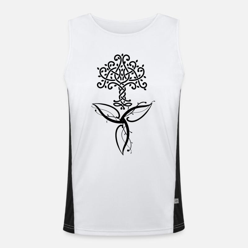 Celtic Ireland Viking Celtic Knot Pattern Tree Men's Functional Contrast Tank Top 