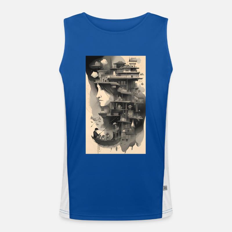 Mutterschaft Tinte Traumlandschaft Funktionelles Kontrast-Tank Top für Männer 