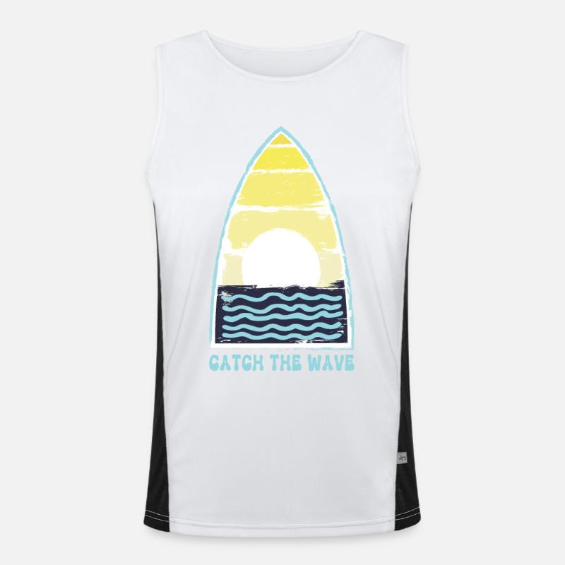 Surfboard. Catch the wave. - Men's Functional Contrast Tank Top  - white/black
