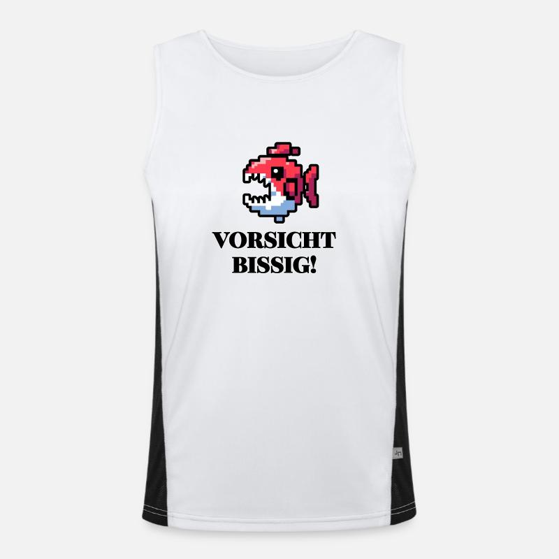 Beware Snappy - Funny Fish Design Men's Functional Contrast Tank Top 