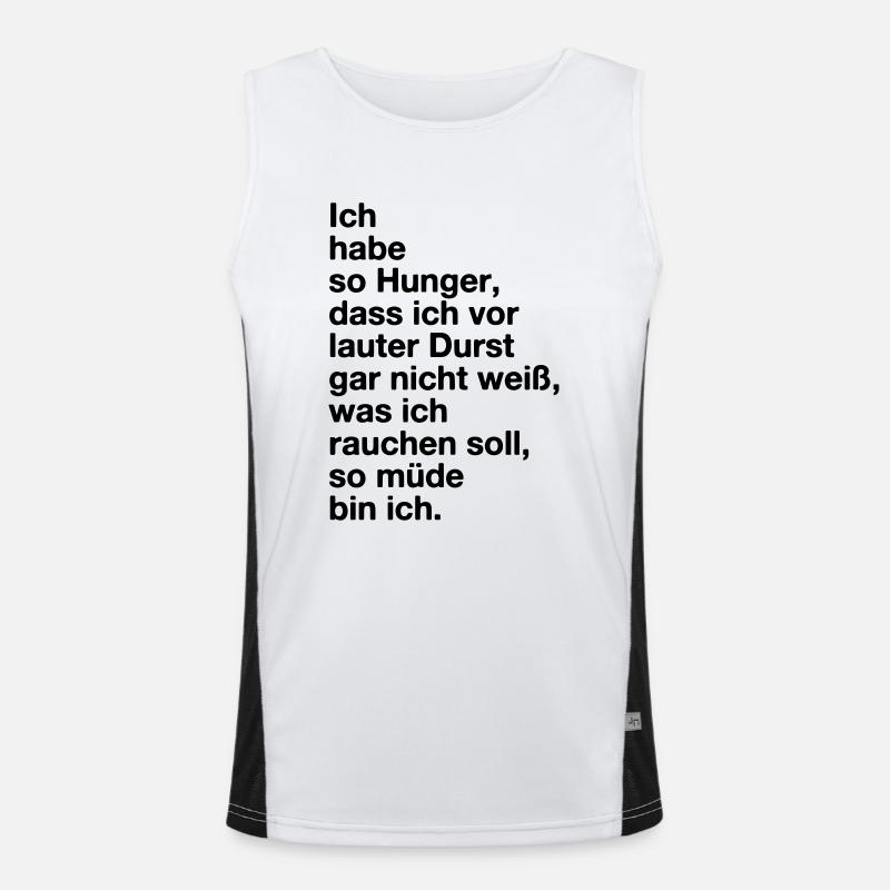 Hunger, Durst, Schmacht, Müde. Mimimi Funktionelles Kontrast-Tank Top für Männer 