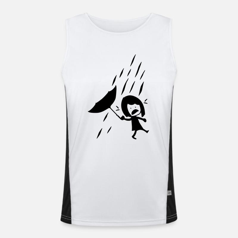 Mädchen an einem regnerischen Tag Funktionelles Kontrast-Tank Top für Männer 