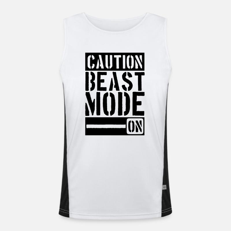 Caution Beast Mode On - Men's Functional Contrast Tank Top  - white/black