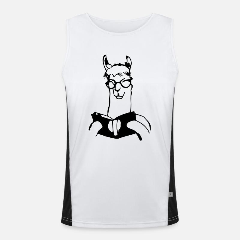 Alpaka liest Buch Geschenkidee Lama Llama Funktionelles Kontrast-Tank Top für Männer 